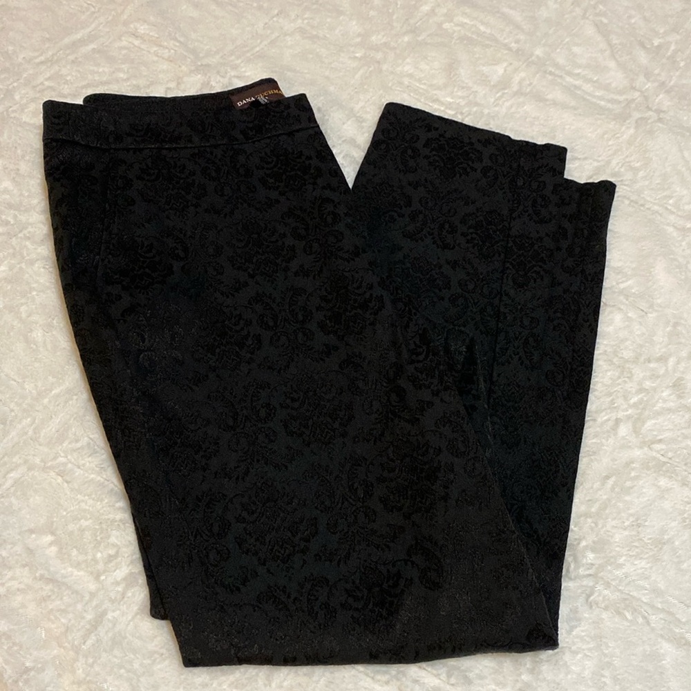 Dana Buchman Black Jacquard Textured Dress Pants 8